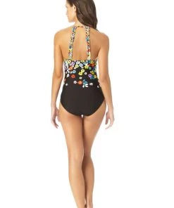 All Women's Swimwear ANNE COLE FLOWER FIELD HIGH NECK ONE PCE