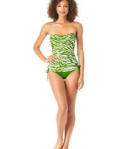 All Women's Swimwear ANNE COLE ZEBRA PRINT BANDEAU TANKINI