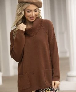 FASHION VILLAGE COWL NECK SWEATER All Women's Clothing