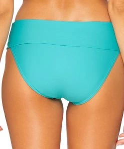 All Women's Swimwear SUNSETS SEASIDE AQUA HANNAH HIGH WAIST BOTTOM