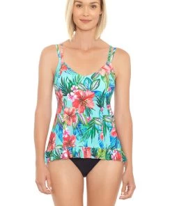 PENBROOKE TASTE OF TROPICS RUFFLE HEM TANKINI