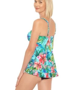 PENBROOKE TASTE OF TROPICS RUFFLE HEM TANKINI