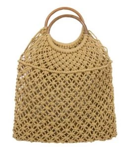 The Hula Hut Crochet Shopper Bag With Wood Handle