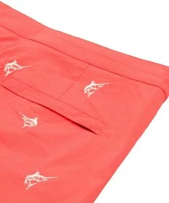 KABO All Men's Swimwear 314108 BOTO 6.5" EMBR MARLINGS ON CORAL - STRETCH