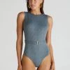 All Women's Swimwear AQUA BLU BRIANNA ONE PCE BELTED HIGH NECK SUIT