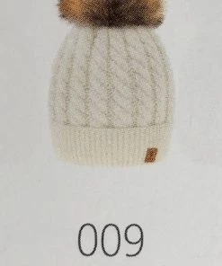 WOOLK CARLA CABLE KNIT POM HAT