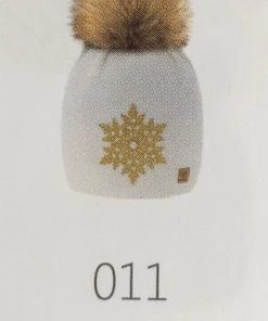 WOOLK Accessories ELZA POM HAT WITH GLITTER SNOWFLAKE PRINT