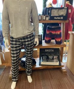 HURLEY All Men's Clothing MENS LOUNGE SET WAFFLE SHIRT/FLANNEL PANTS