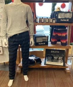 HURLEY MENS LOUNGE SET WAFFLE SHIRT/FLANNEL PANT