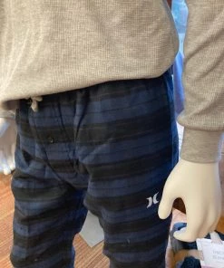 HURLEY MENS LOUNGE SET WAFFLE SHIRT/FLANNEL PANT