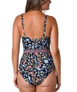 JANTZEN SWIMWEAR JANTZEN BUDDING BORDER PLUNGE ONE PIECE