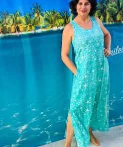 WEST INDIES WEAR All Women's Clothing WEST INDIES BEACH DAYS ALL OVER STAR PRINT MAXI TANK DRESS