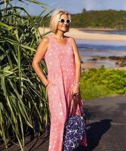 WEST INDIES WEAR All Women's Clothing WEST INDIES BEACH DAYS ALL OVER STAR PRINT MAXI TANK DRESS