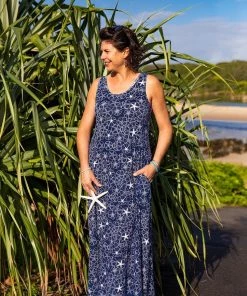 WEST INDIES WEAR All Women's Clothing WEST INDIES BEACH DAYS ALL OVER STAR PRINT MAXI TANK DRESS