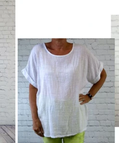 PLUM LOCO COTTON LINEN GAUZE TOP