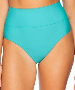 All Women's Swimwear SUNSETS SEASIDE AQUA HANNAH HIGH WAIST BOTTOM