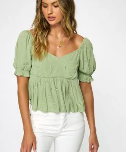 O'NEILL ONEILL SHORT SLEEVE EYELET TOP All Women's Clothing