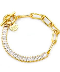 LUV AND BART MAGGIE CHAIN BRACELET WITH BAGUETTE DIAMOND CRYSTAL