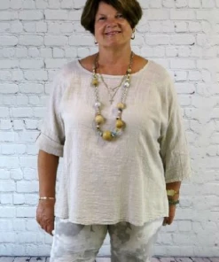 PLUM LOCO COTTON GAUZE TOP, SOLID COLOR, 3/4 SLV All Women's Clothing