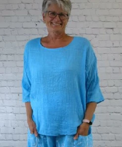 PLUM LOCO COTTON GAUZE TOP, SOLID COLOR, 3/4 SLV All Women's Clothing